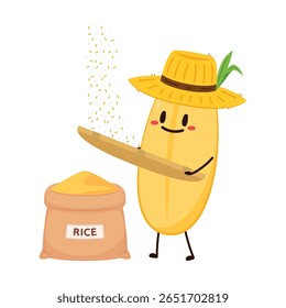 Rice character design. rice vector on white background. Paddy vector.