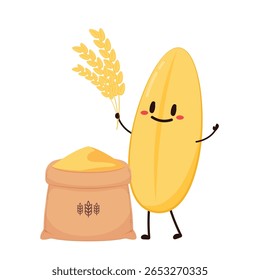 Rice character design. rice vector on white background. Paddy vector.