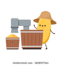 Rice character. rice vector on white background. rice seed. 
