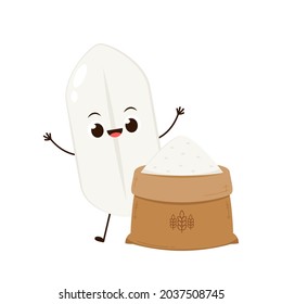 Rice character. rice vector on white background. rice seed. Rice sack vector.