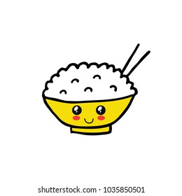 rice with chopsticks doodle icon
