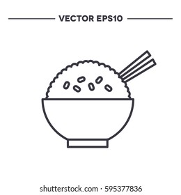 rice with chopsticks. line icon. vector illustration