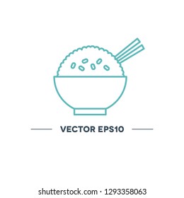 rice with chopsticks vector icon