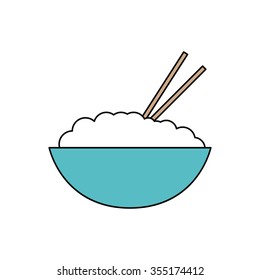 rice with chopsticks. vector illustration