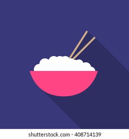 rice with chopsticks. vector illustration