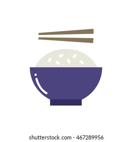 rice with chopsticks. vector illustration