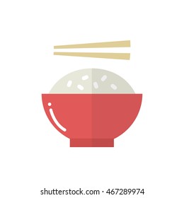 rice with chopsticks. vector illustration