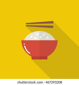 rice with chopsticks. vector illustration