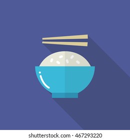 rice with chopsticks. vector illustration
