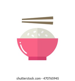 rice with chopsticks. vector illustration