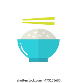rice with chopsticks. vector illustration