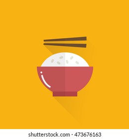 rice with chopsticks. vector illustration