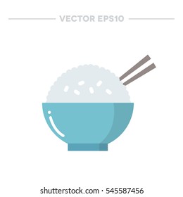 rice with chopsticks. vector illustration