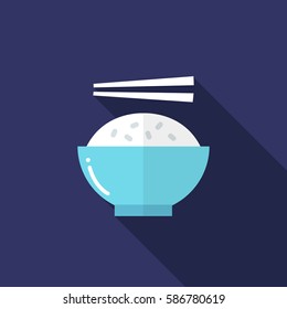 rice with chopsticks. vector illustration