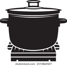 Rice cooker black silhouette vector illustration