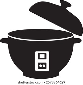 Rice cooker black silhouette vector illustration