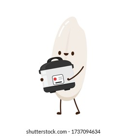 Rice cooker and Rice character design. Rice character design.