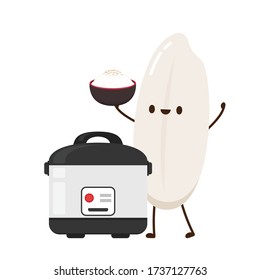 Rice cooker and Rice character design. Rice character design.