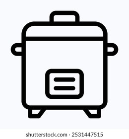 Rice Cooker, Cooking Pot Vector Icon, Isolated Lineal Vector Icon.