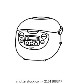 Rice Cooker Doodle Icon, Vector Illustration