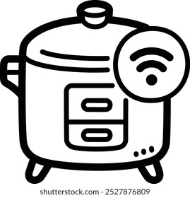 Ícone e ilustração do vetor do doodle da panela de arroz