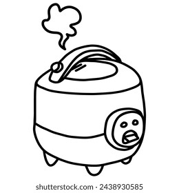 Rice Cooker Electric Doodle Drawing Vector Art Icon