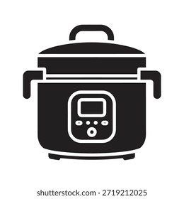 Cocina de arroz olla eléctrica sólido Vector negro icono aislado fondo blanco aparato de cocina cocina cocina comida vapor símbolo Diseño gráfico ilustración