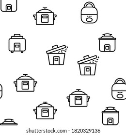 Rice Cooker Equipment Vector Seamless Pattern Thin Line Illustration