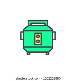 Rice cooker filled outline icon, line vector sign, linear colorful pictogram isolated on white. Electric pan symbol, logo illustration. Pixel perfect vector graphics