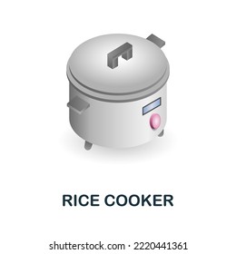 Rice Cooker icon. 3d illustration from kitchen supplies collection. Creative Rice Cooker 3d icon for web design, templates, infographics and more