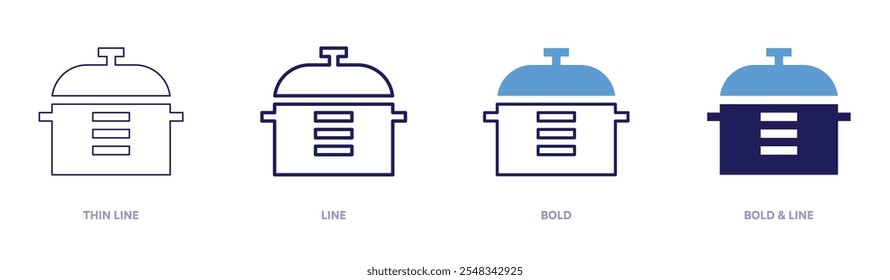 Rice cooker icon in 4 different styles. Thin Line, Line, Bold, and Bold Line. Duotone style. Editable stroke.