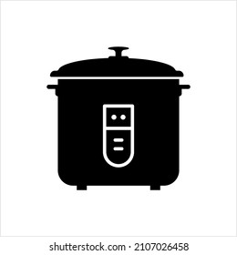 Rice Cooker Icon, Automatic Rice Steamer Icon, Device Used To Boil, Steam Rice Vector Art Illustration