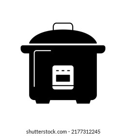 Rice cooker icon in black flat glyph, filled style isolated on white background