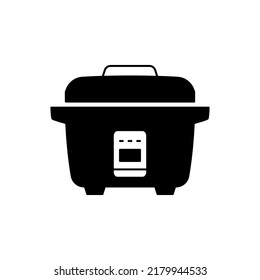 Rice cooker icon in black flat glyph, filled style isolated on white background