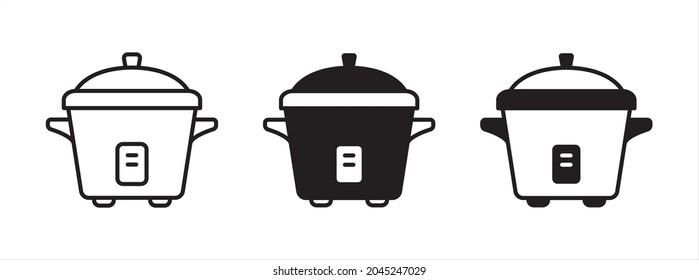 Rice cooker icon. Electric rice cooker and warmer icons vector set. Vector stock and symbol illustration.