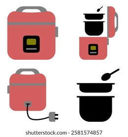 rice cooker icon, icons, set, sign, symbol vector illustration kitchenware electronic stuff home related object