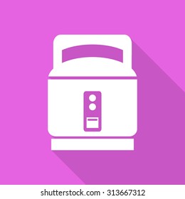 rice cooker icon with long shadow.