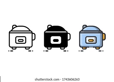 Rice cooker icon. With outline, glyph, and filled outline style