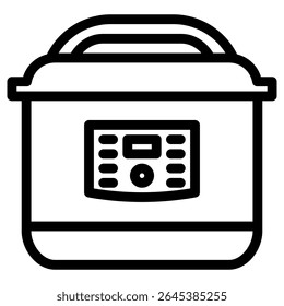 Rice cooker icon in outline style. Line art