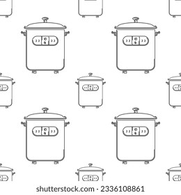 Rice Cooker Icon Seamless Pattern, Automatic Rice Steamer Icon, Device Used To Boil, Steam Rice Vector Art Illustration