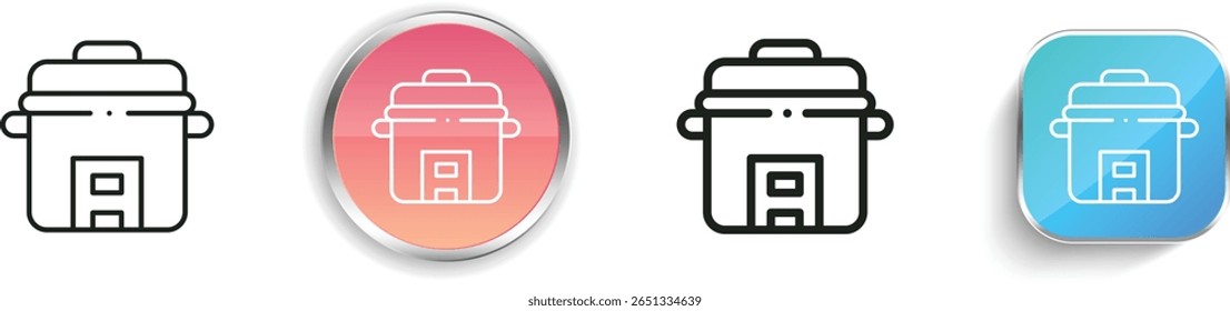 rice cooker icon. Thin Linear, Regular and Button Style Design Isolated On White Background