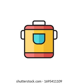 Vektorillustration mit Reiskocher-Ikone, gepaart mit Umriss-Design. einzeln auf weißem Hintergrund