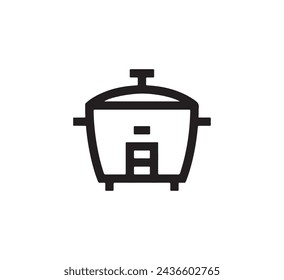 Icono de la olla de arroz. Signo de estilo lineal para concepto móvil y diseño web. Ilustración del símbolo de la olla de arroz. Gráficos vectoriales - Vector.