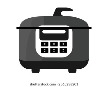 Rice cooker icon. Woman hand pouring rice from measuring cup into Rice cooker isolated. Rice cooker household appliance icon.