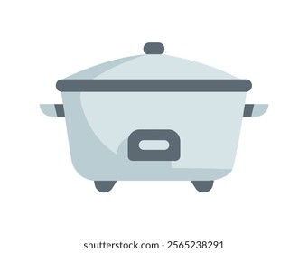 Rice cooker icon. Woman hand pouring rice from measuring cup into Rice cooker isolated. Rice cooker household appliance icon.