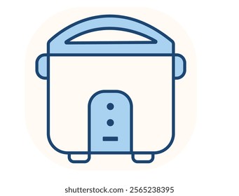 Rice cooker icon. Woman hand pouring rice from measuring cup into Rice cooker isolated. Rice cooker household appliance icon.