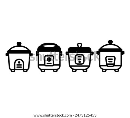 rice cooker icons symbol vector design black white colors illustration collections sets 