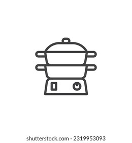 Rice Cooker line icon. linear style sign for mobile concept and web design. Food Steamer outline vector icon. Symbol, logo illustration. Vector graphics