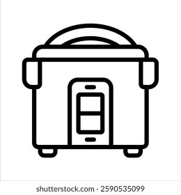 Rice Cooker Line Vector Illustration On White Background.