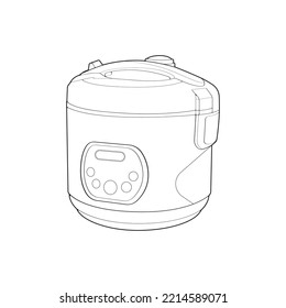 Rice cooker, magic jar, illustration vector, line art vector, outline art.
